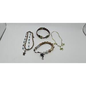 Set of Four Handmade Beaded Bracelets and Anklets